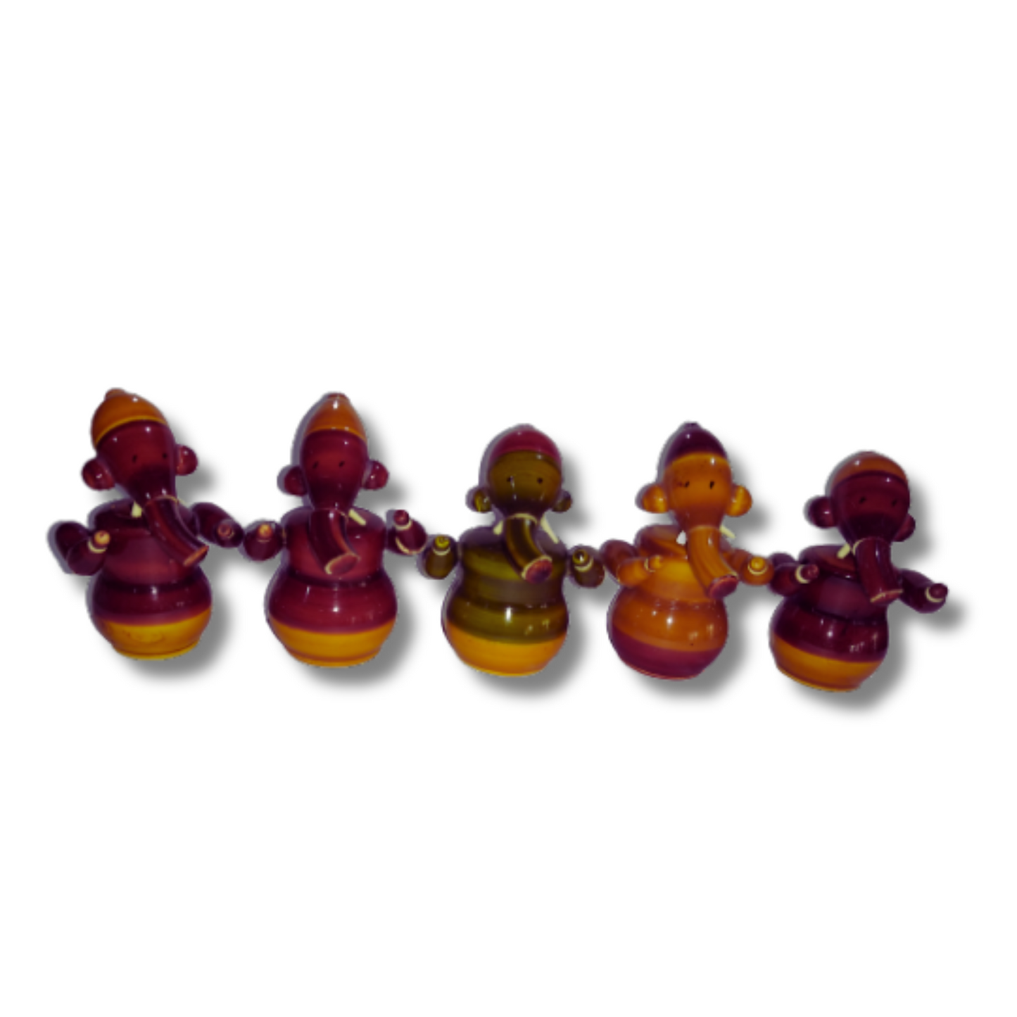 Authentic Etikoppaka Toys: Handcrafted Wooden Masterpieces for Play and Decor -Small Ganesha- Set of 5