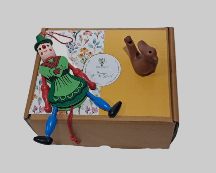 Bird Visel & Wooden Puppet Gift Box - ECOBASKETINDIA