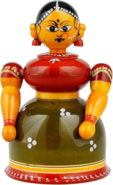 WOODEN KONDAPALLI BUTTA BOMMA KUMKUMBOX – ECOBASKETINDIA