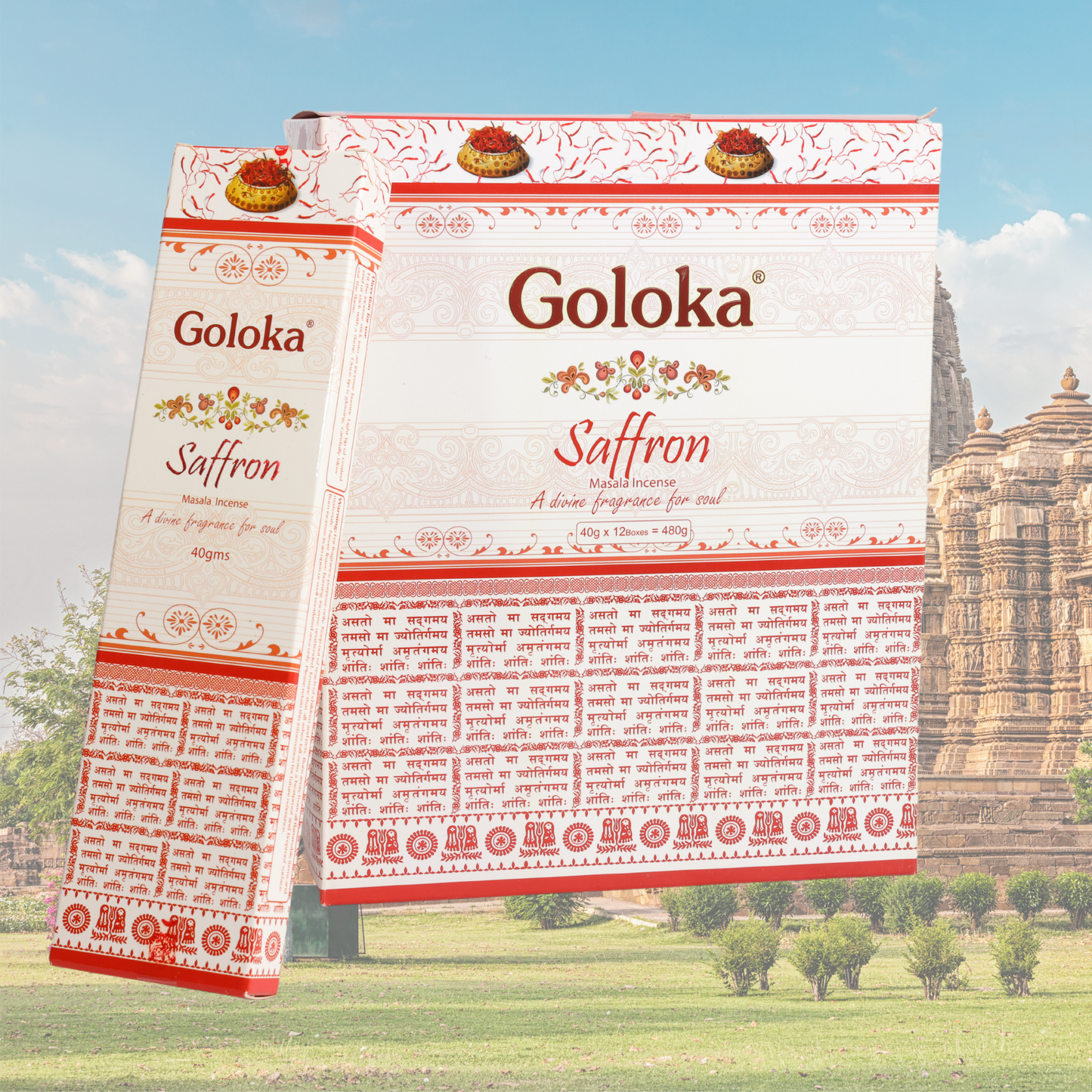 Goloka Saffron Incense Sticks - 1 Set