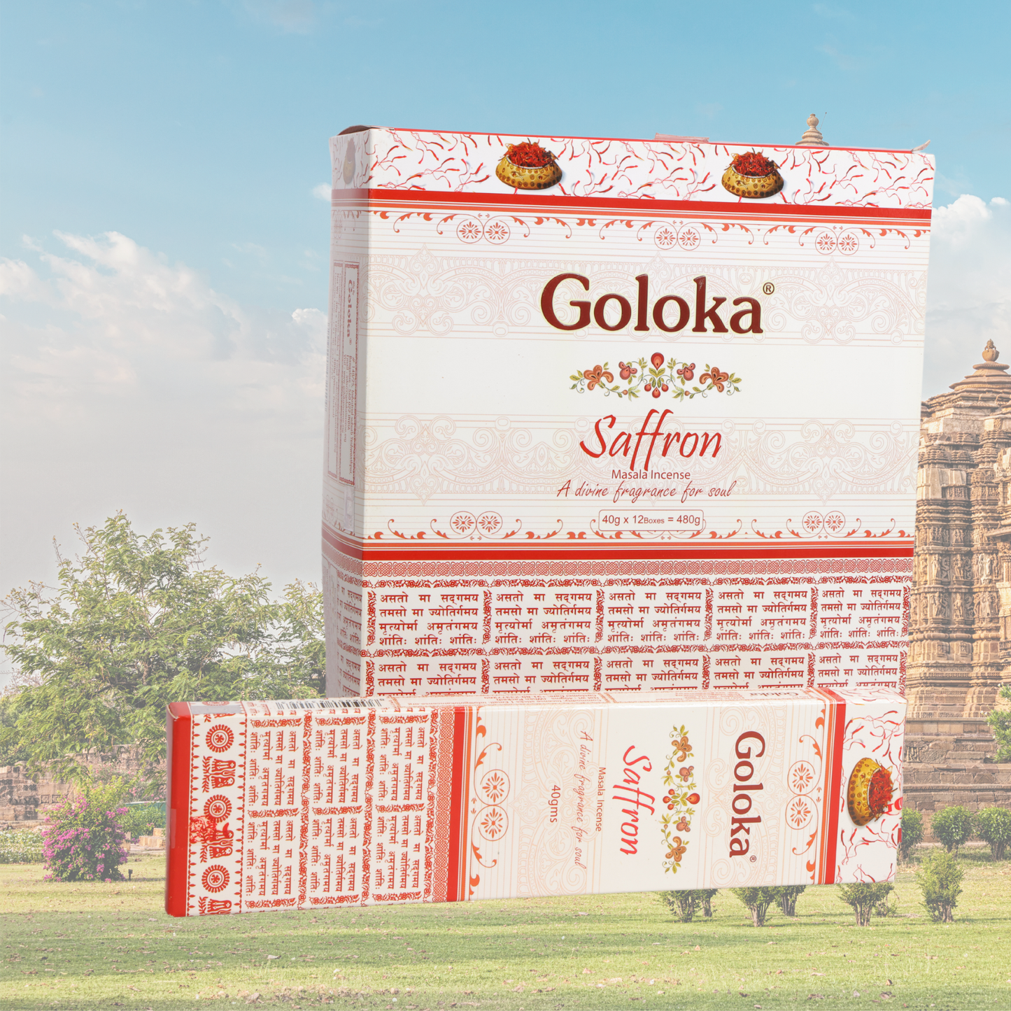 Goloka Saffron Incense Sticks - 1 Set
