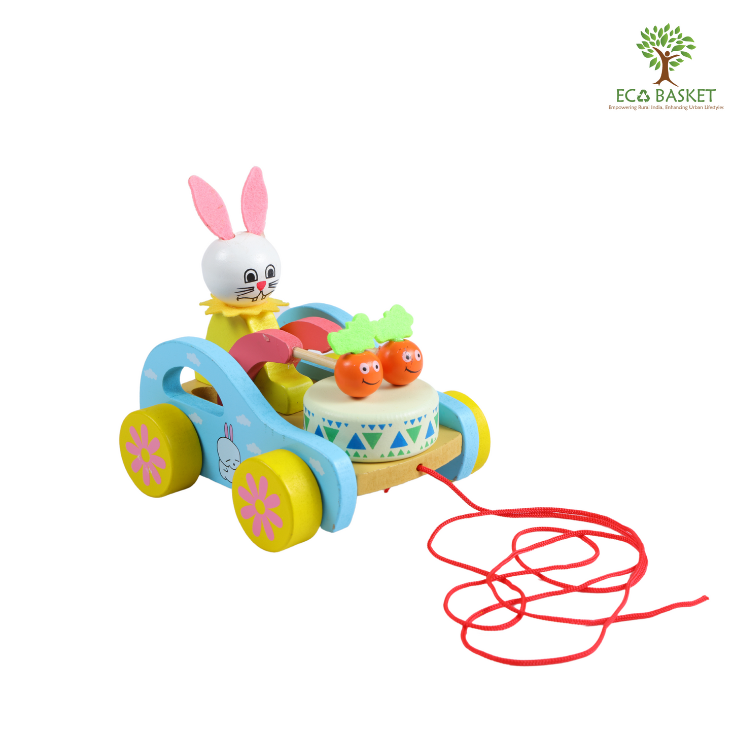 Wooden Drum Pull Over Toy