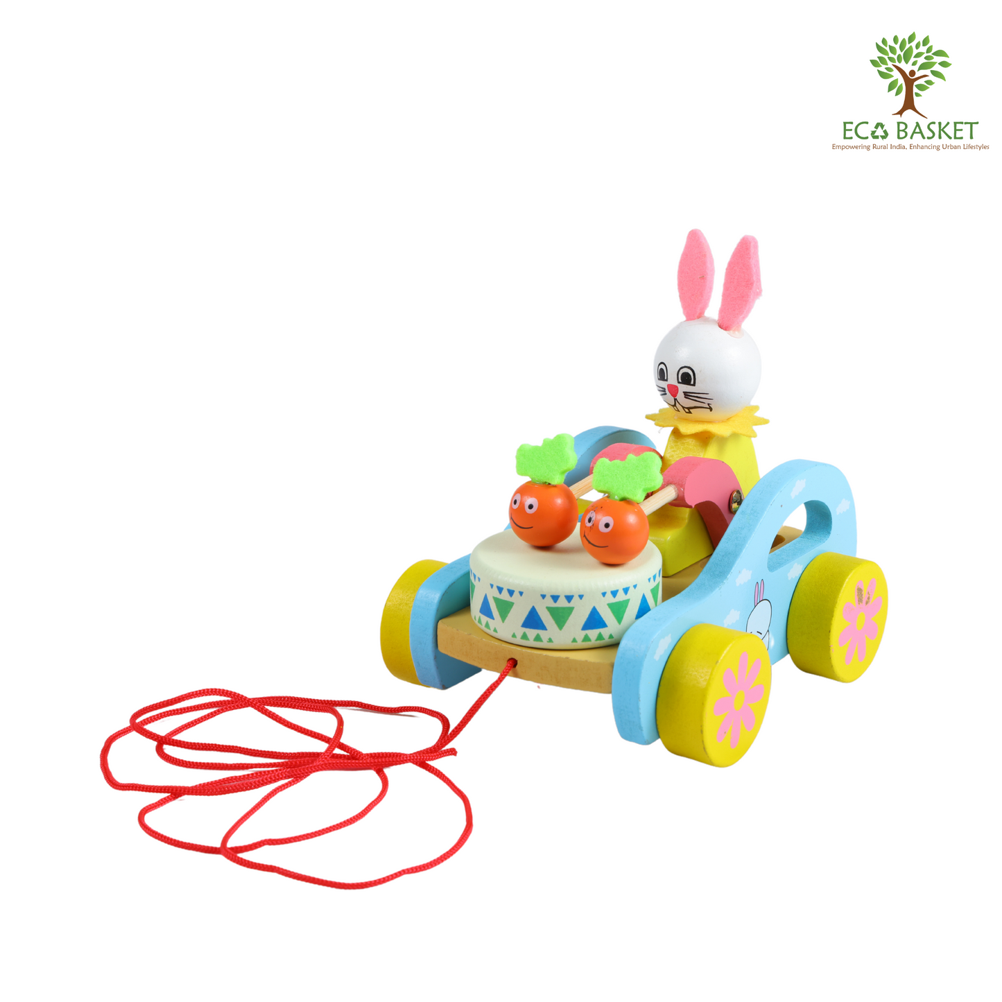 Wooden Drum Pull Over Toy