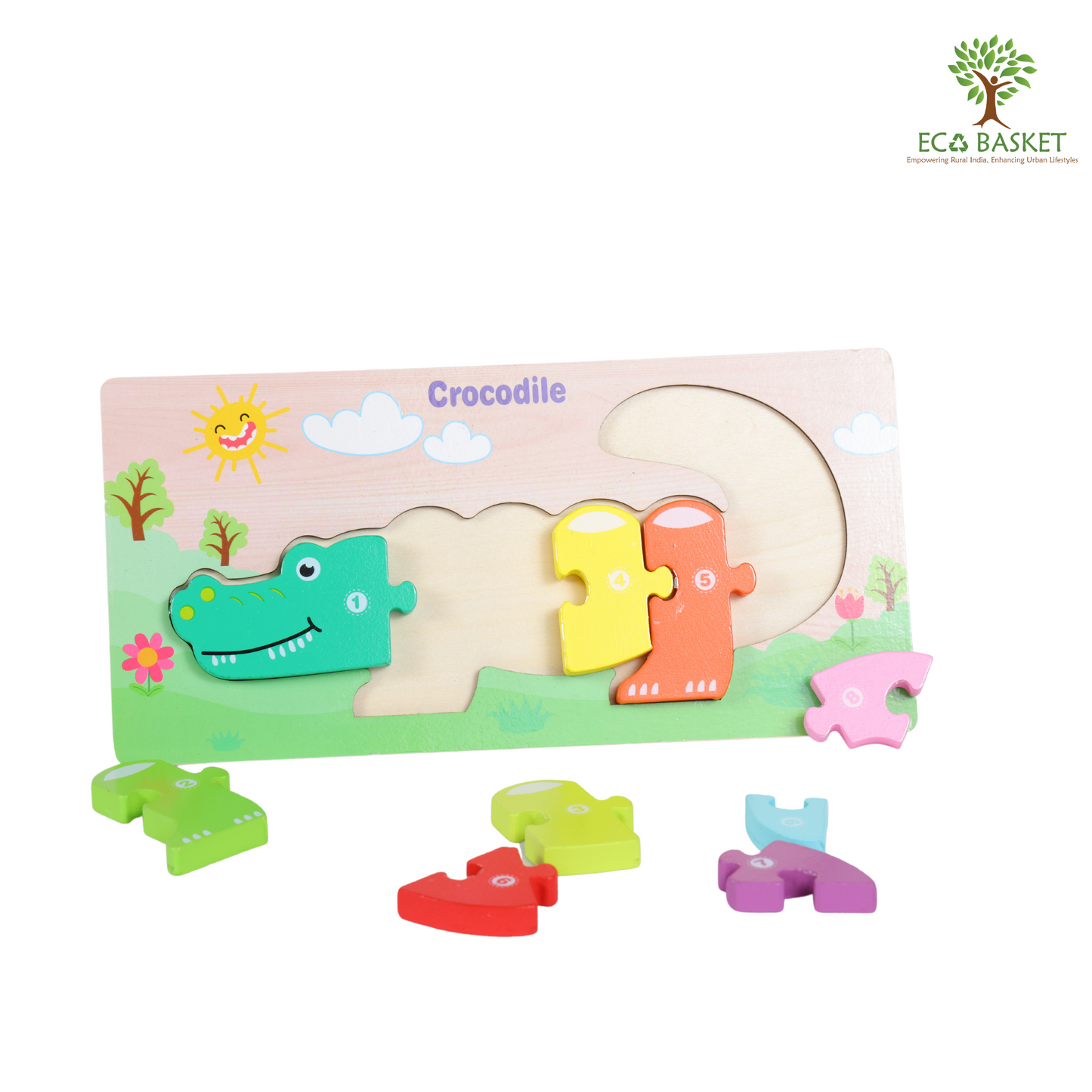 Wooden Crocodile Puzzle Pad