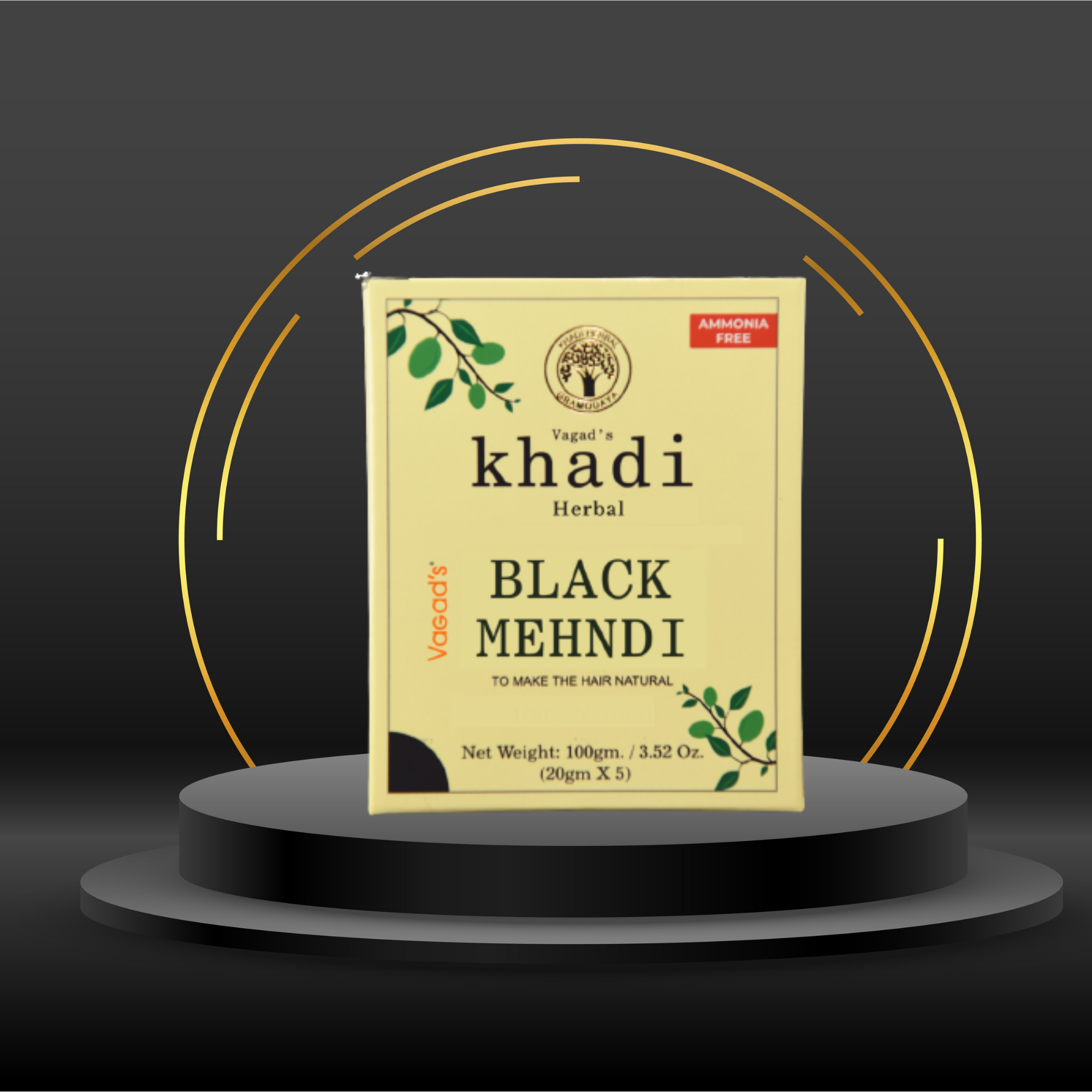 Vagad's Khadi Herbal Gramodaya Pure Natural Black Mehndi For Hair With Goodness of Neem For Long lasting Natural Hair Colour