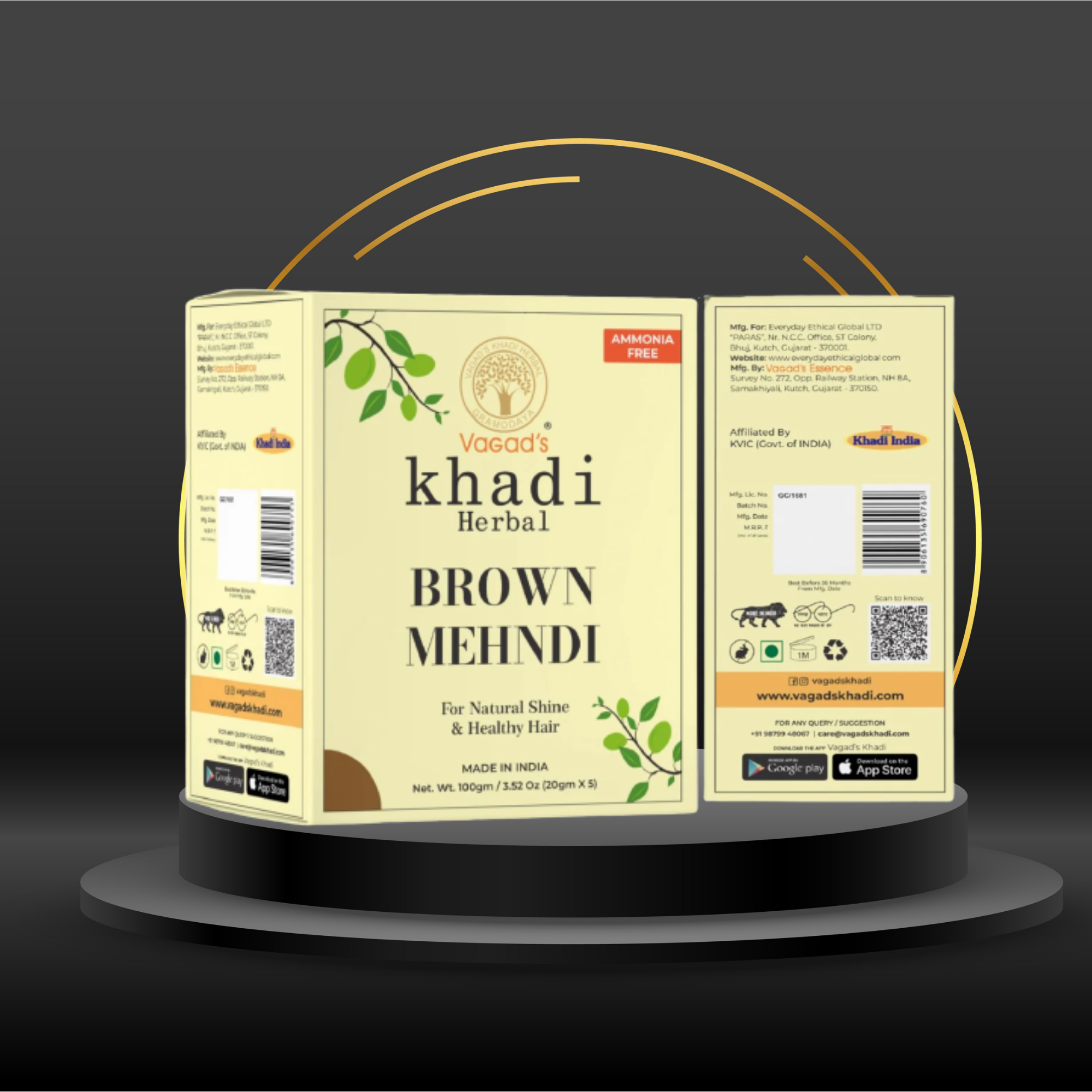 Vagad’s Khadi Brown Mehndi 100gm | Natural | Ammonia Free Henna