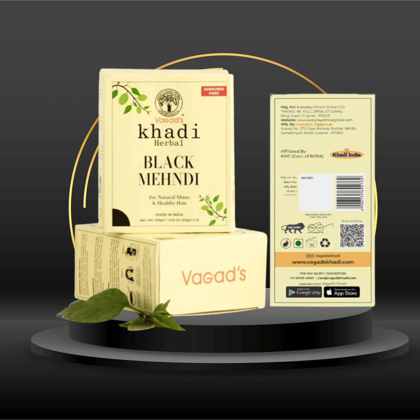 Vagad's Khadi Herbal Gramodaya Pure Natural Black Mehndi For Hair - ECOBASKETINDIA
