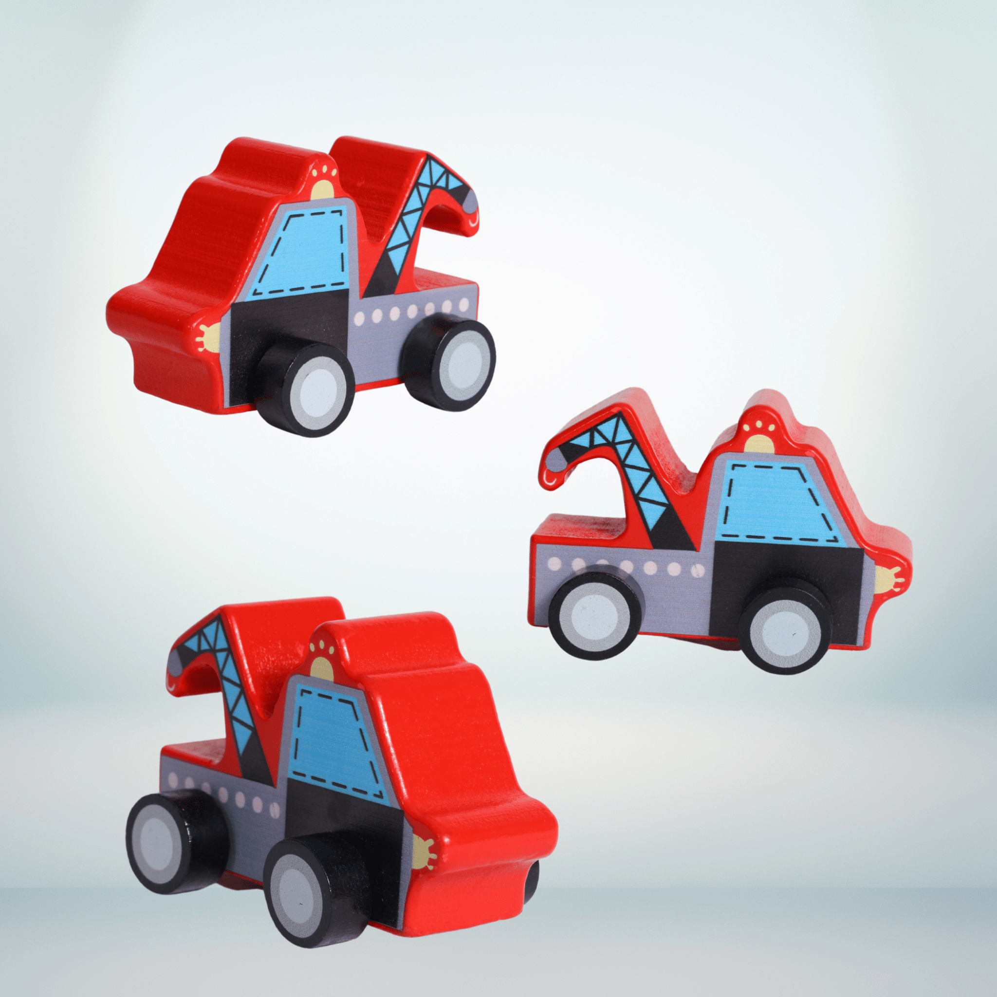 Wooden Crane - Red, Set of 1 - ECOBASKETINDIA