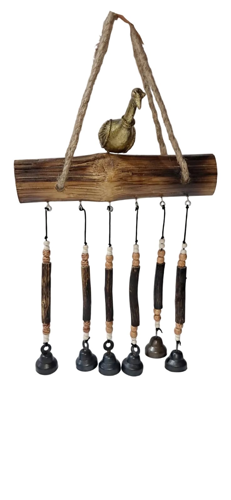 1 brass bird with 5 bells - ECOBASKETINDIA