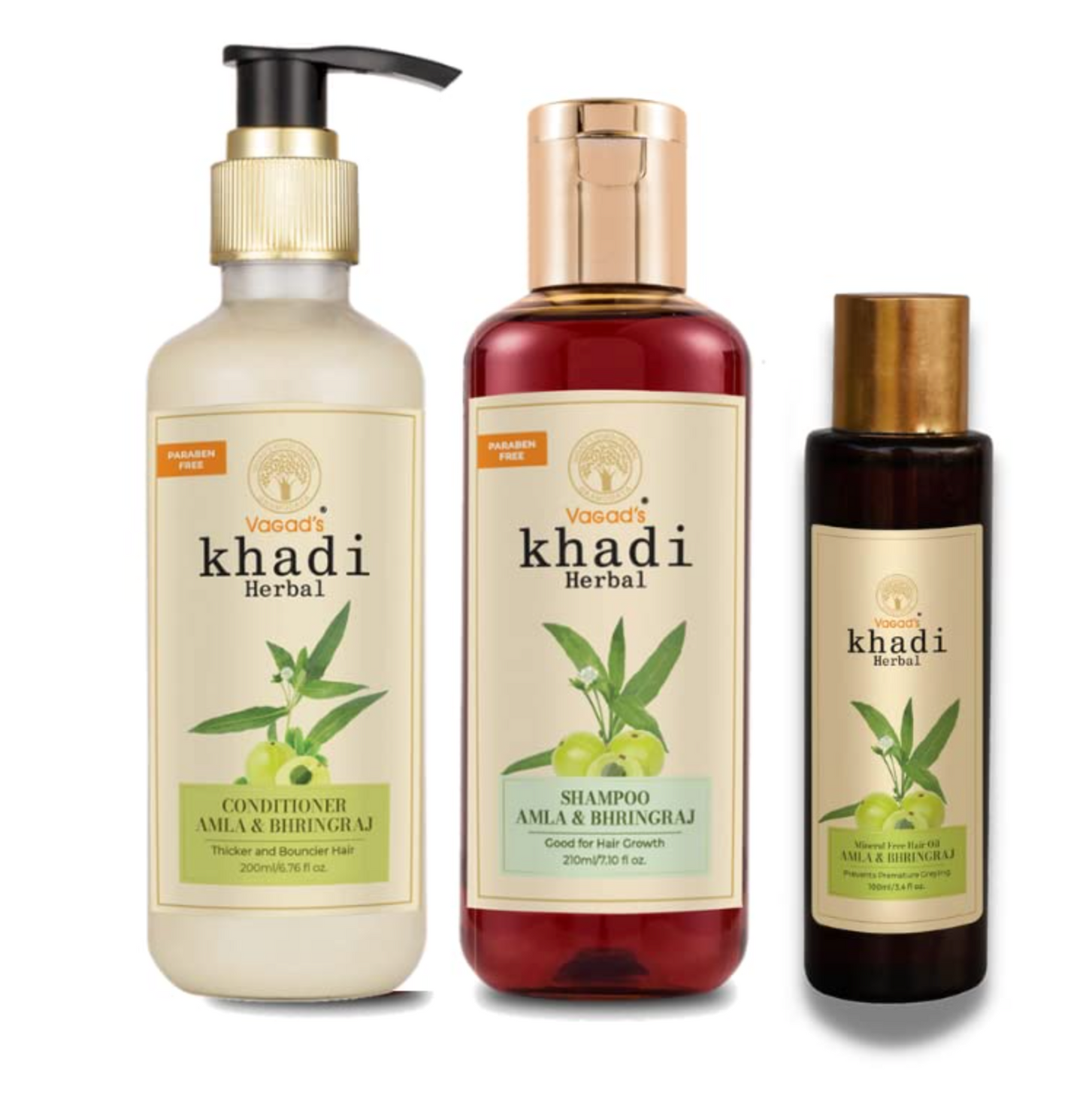 Natural Hair Care Combo-Amla & Bhirngraj Shampoo (210ml),Amla & Bhringraj Conditioner (200ml),Amla & Bhringraj hair oil (100ml) Set of 3