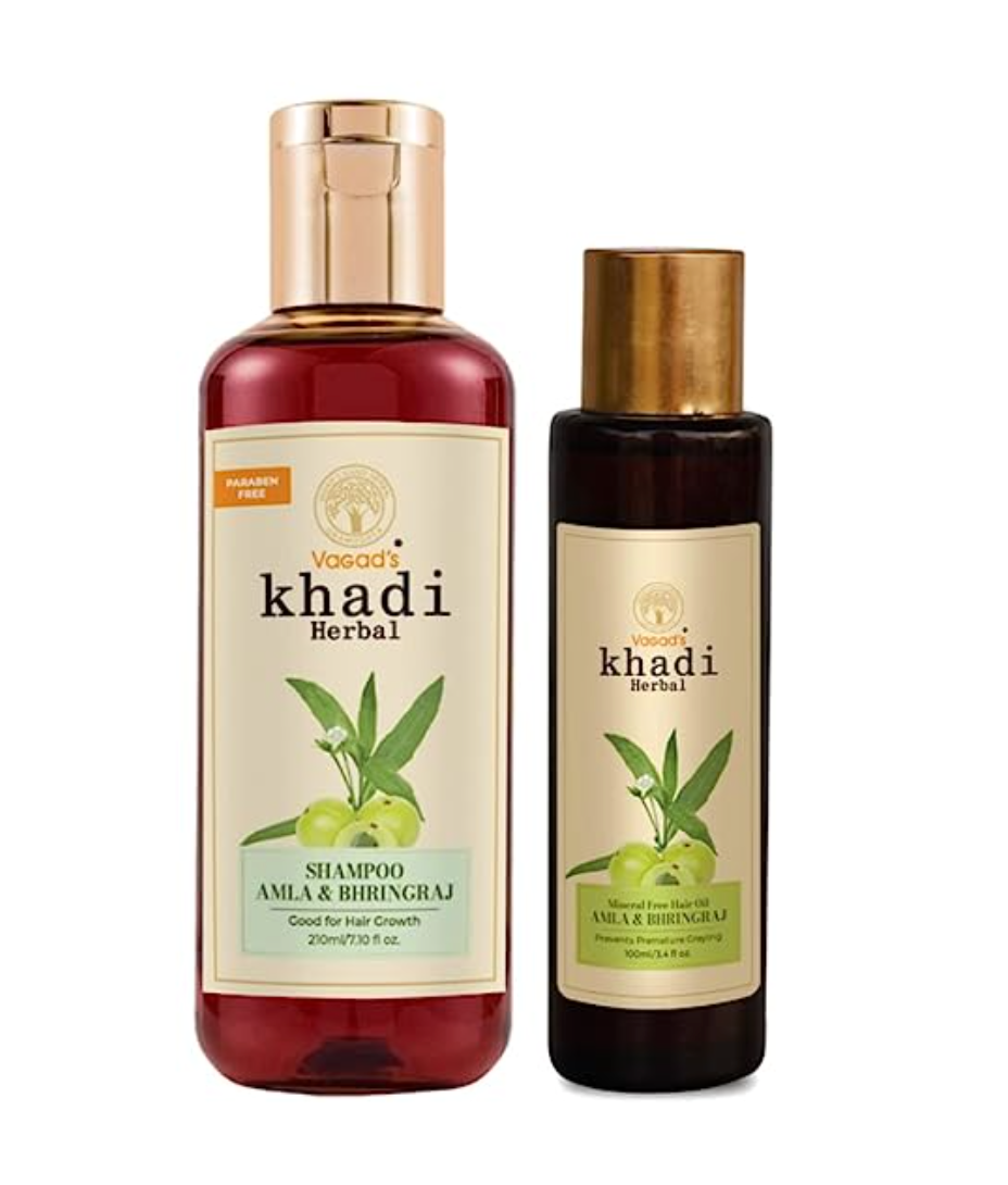 Hair Care Combo of Amla & Bhringraj Shampoo [210ml] + Amla & Bhringraj Mineral Free Hair Oil [100ml]