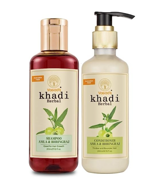Amla and Bhringraj Pure Natural Shampoo with Conditioners|Strengthens Hair & Boost Blood Circulation|Best for Hair Fall |Chemical Free|(Pack of 2, 210ML+200 ML)