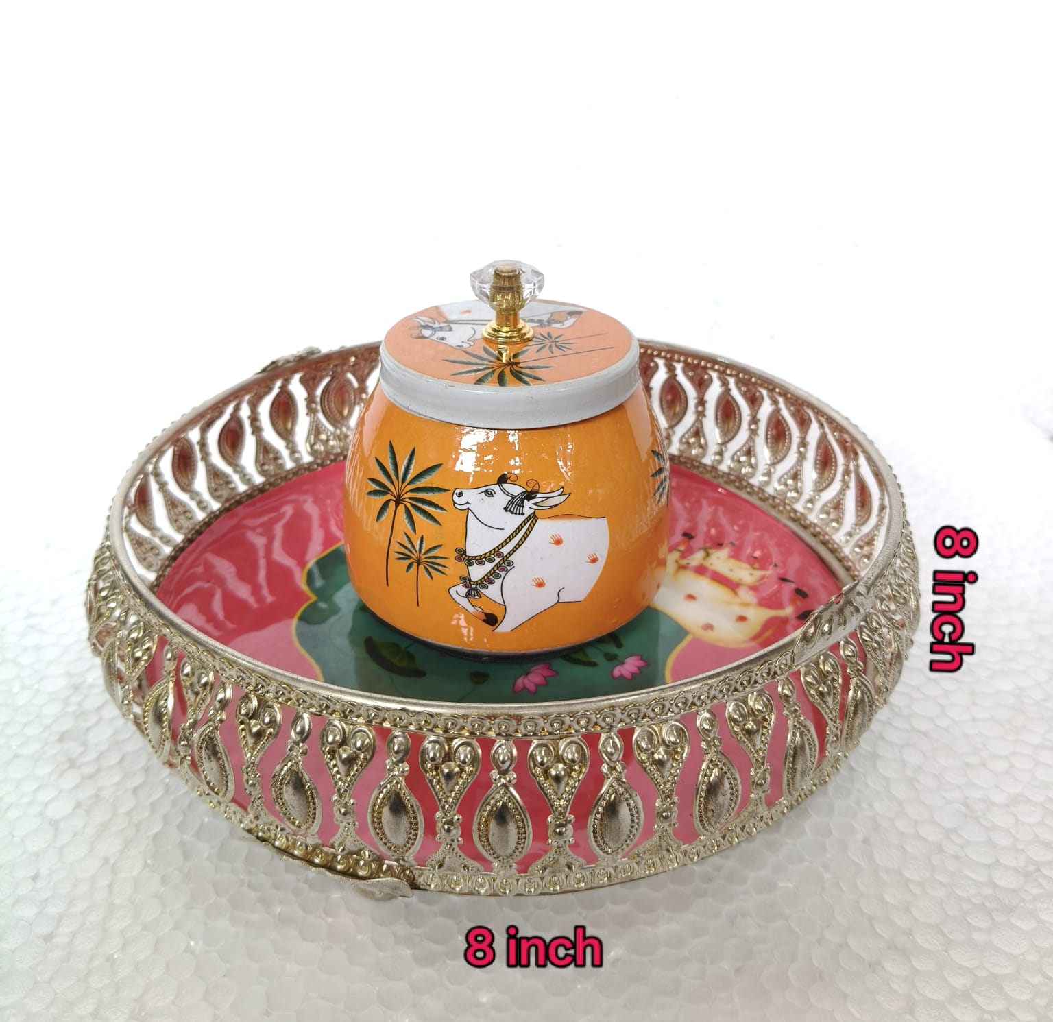 Iron tray with jar