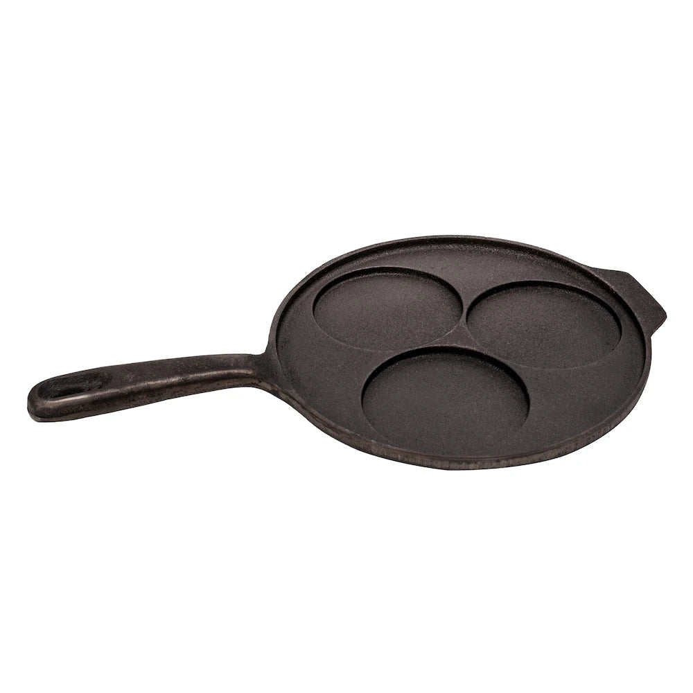 Cast Iron Uttapam/ Set Dosa Tawa, 3 pit - ECOBASKETINDIA