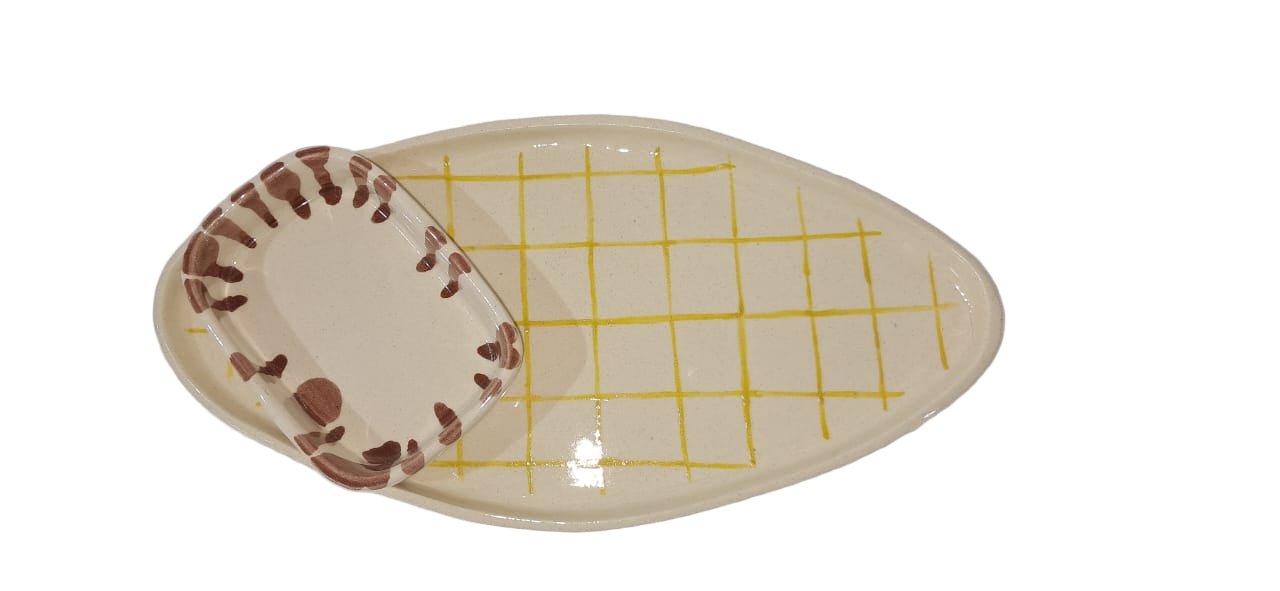 Ceramic Chip & Dip Platter - ECOBASKETINDIA
