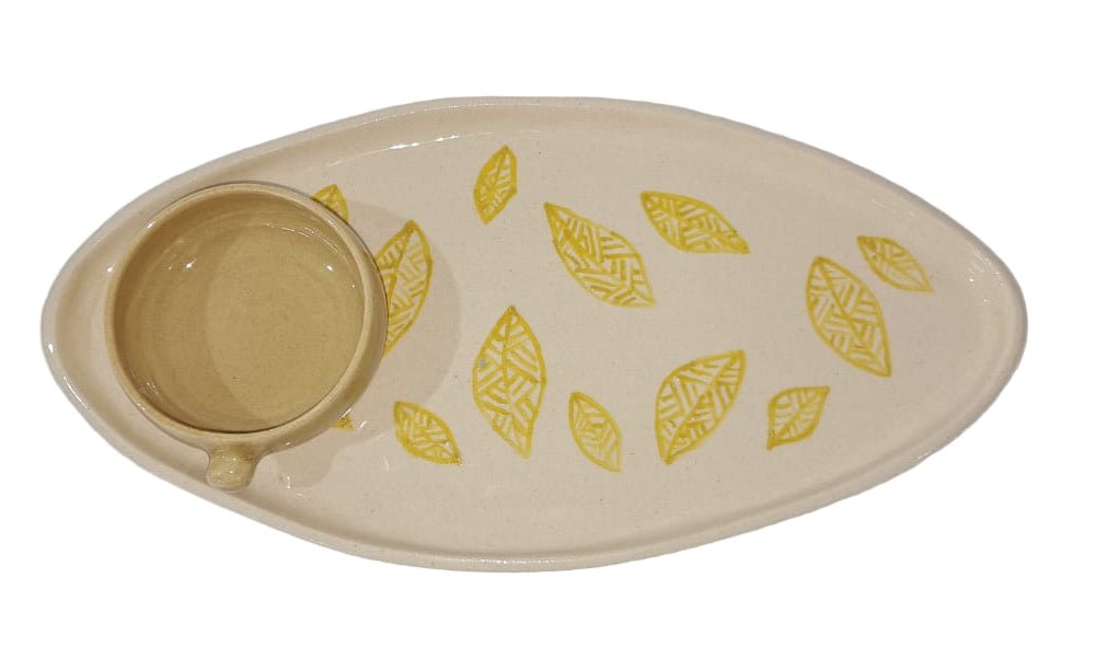 Ceramic Chip & Dip Platter - ECOBASKETINDIA