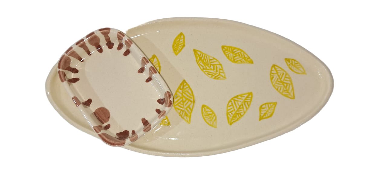 Ceramic Chip & Dip Platter - ECOBASKETINDIA