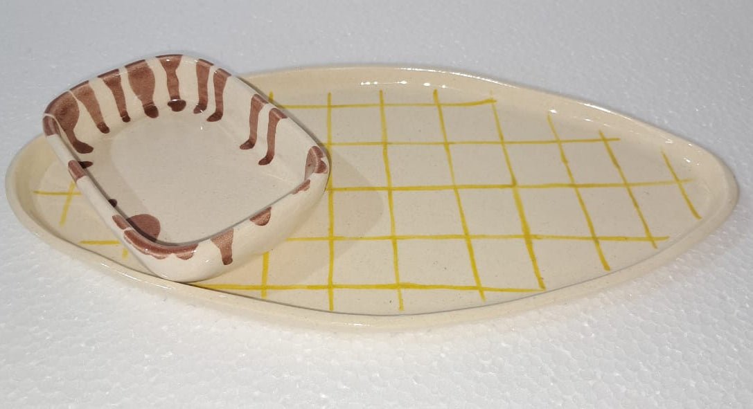 Ceramic Chip & Dip Platter - ECOBASKETINDIA