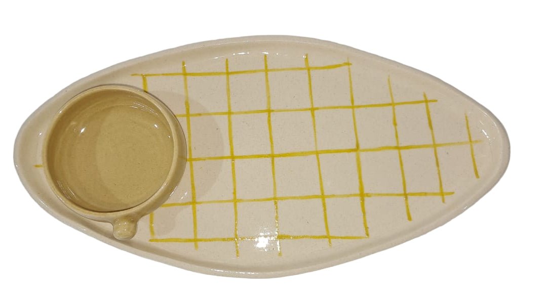 Ceramic Chip & Dip Platter - ECOBASKETINDIA