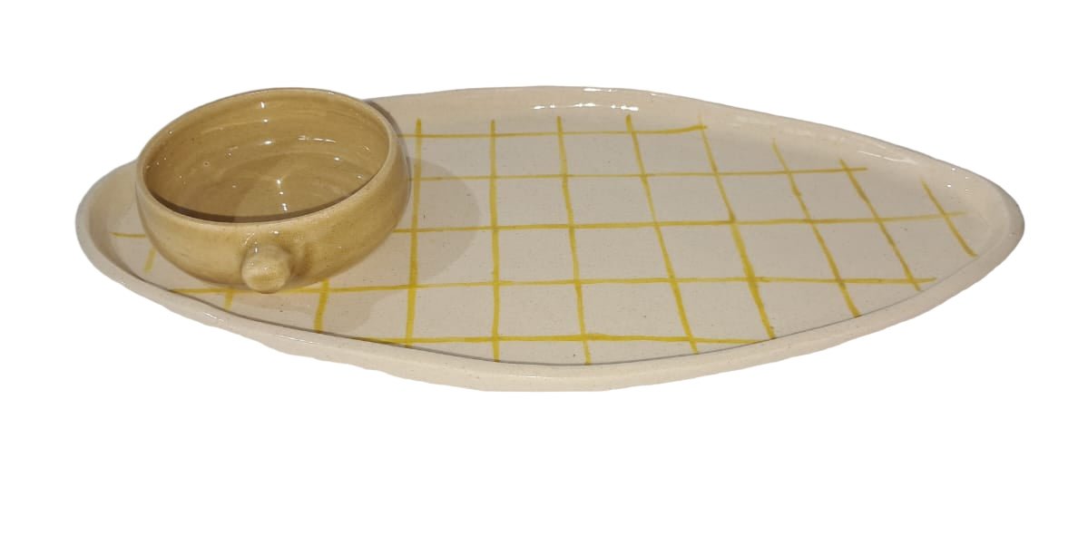 Ceramic Chip & Dip Platter - ECOBASKETINDIA