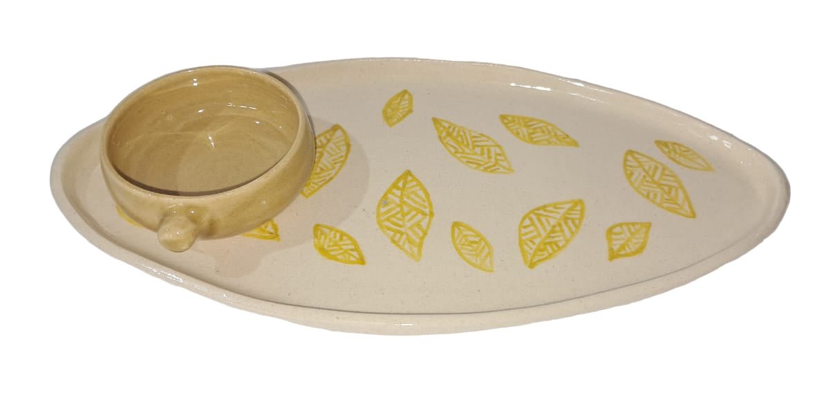 Ceramic Chip & Dip Platter - ECOBASKETINDIA