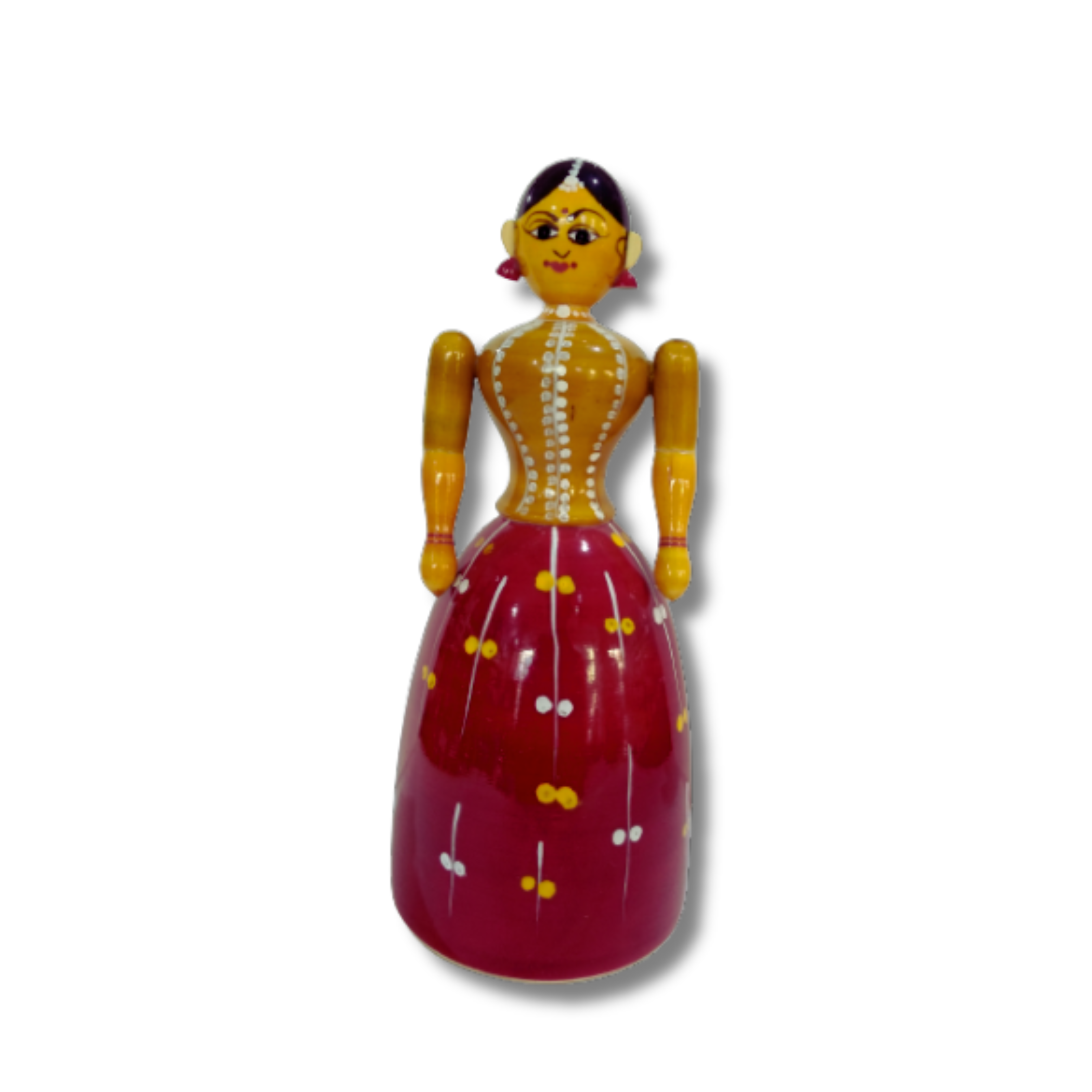 Authentic Etikoppaka Toys: Handcrafted Wooden Masterpieces for Play and Decor - Wooden Fancy Lady - 1 Doll