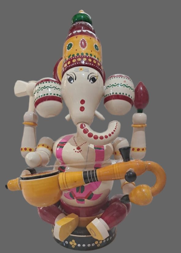 Ganesh with Veena (11.5 inch) - ECOBASKETINDIA