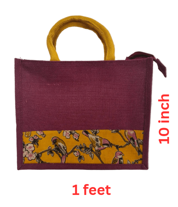 KALAMKARI JUTE BAG - ECOBASKETINDIA