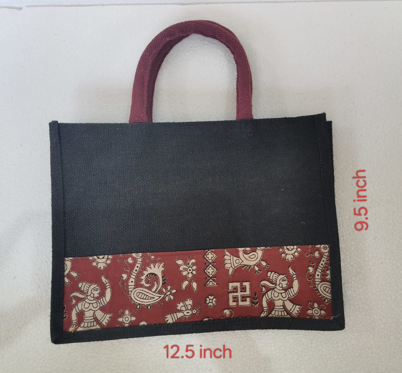 kalamkari jute bag - black - ECOBASKETINDIA