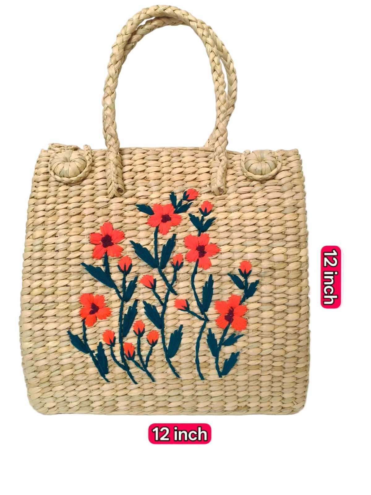 kauna grass close design bag 12*12 - ECOBASKETINDIA