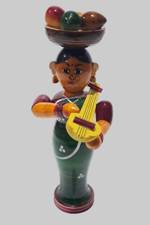 Lady with veena - ECOBASKETINDIA