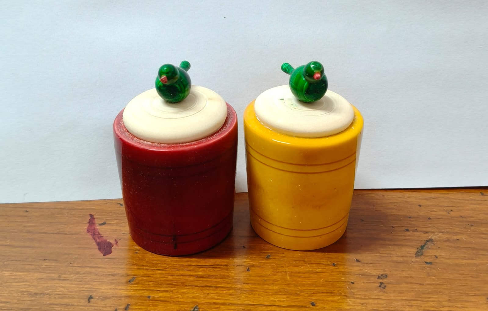 wooden parrot kumkum box