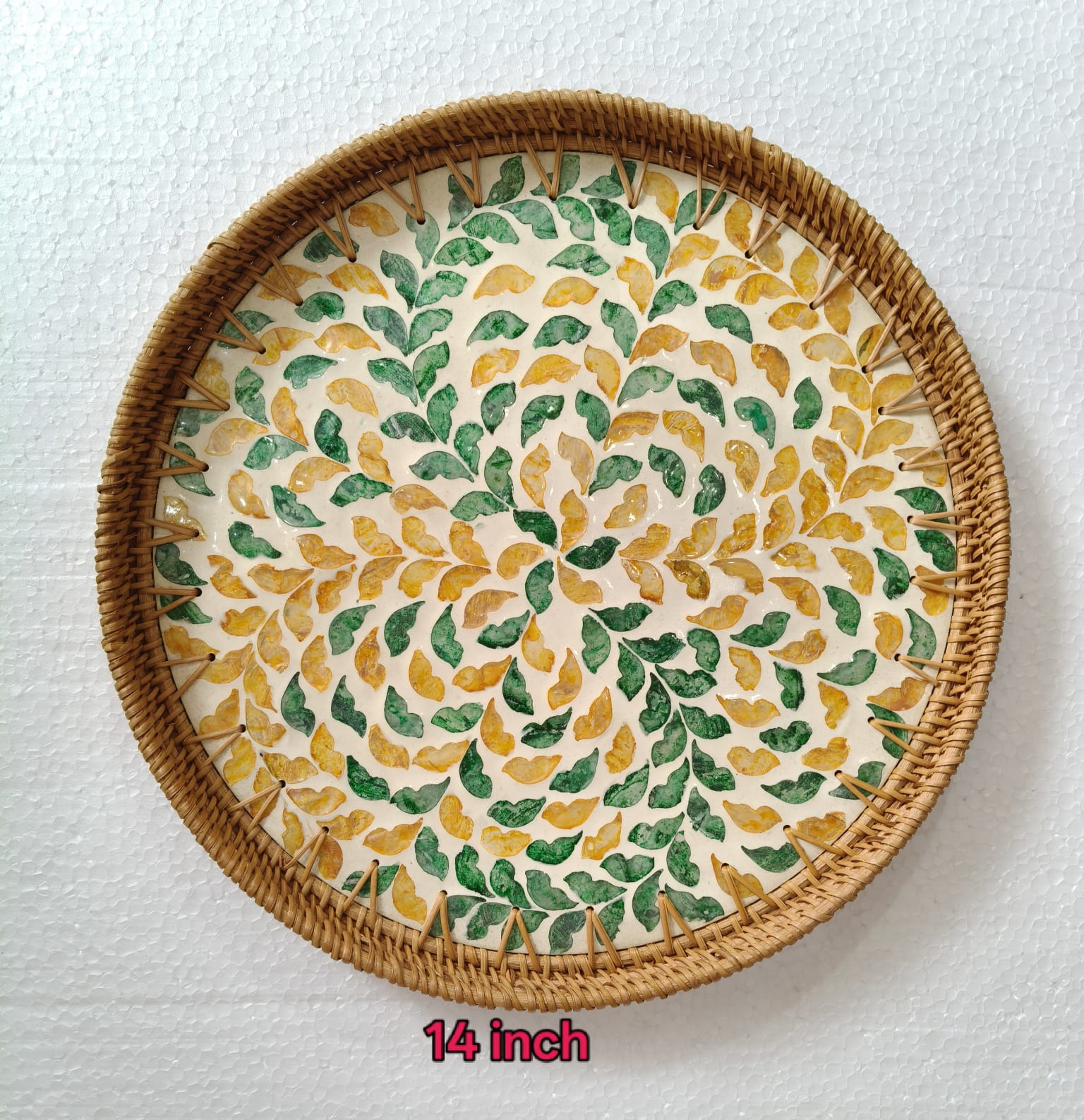 Round coaster tray 14inch - ECOBASKETINDIA