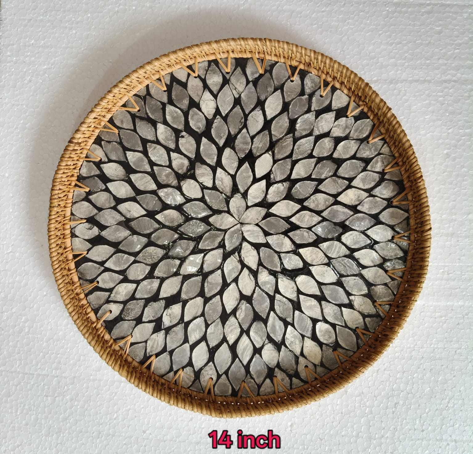 Round coaster tray 14inch - ECOBASKETINDIA