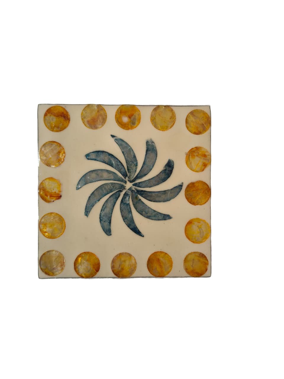 Square coaster with shells (4 inch) - ECOBASKETINDIA