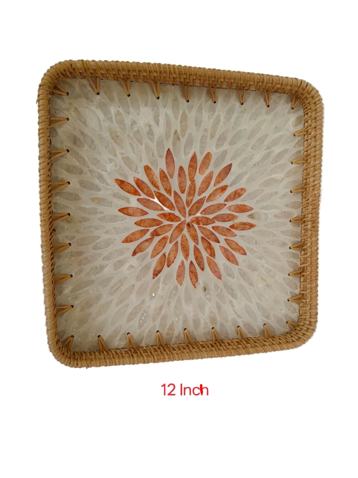 Square tray with shells - ECOBASKETINDIA