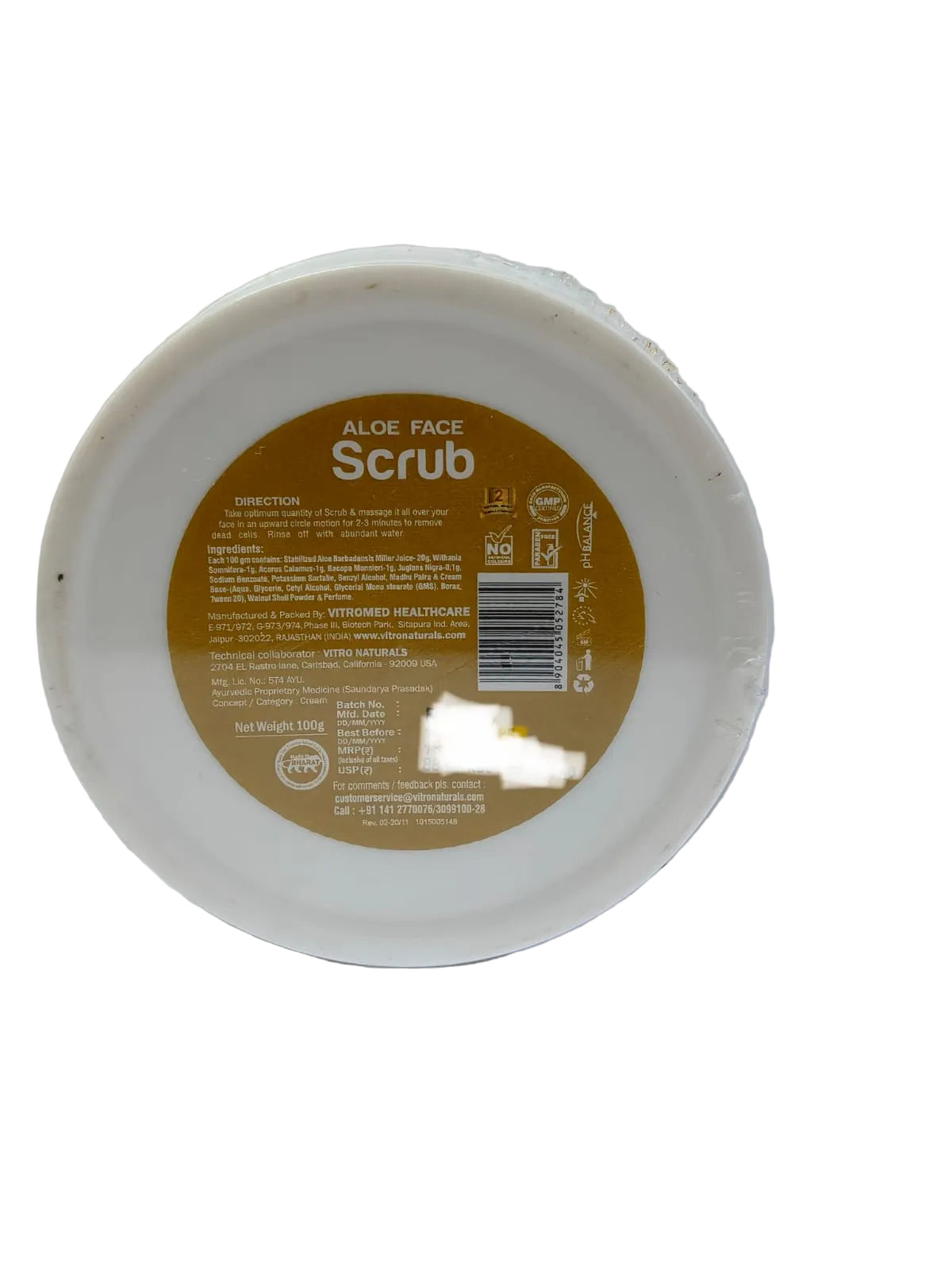 Vitro aloe face scrub - 100gm - ECOBASKETINDIA