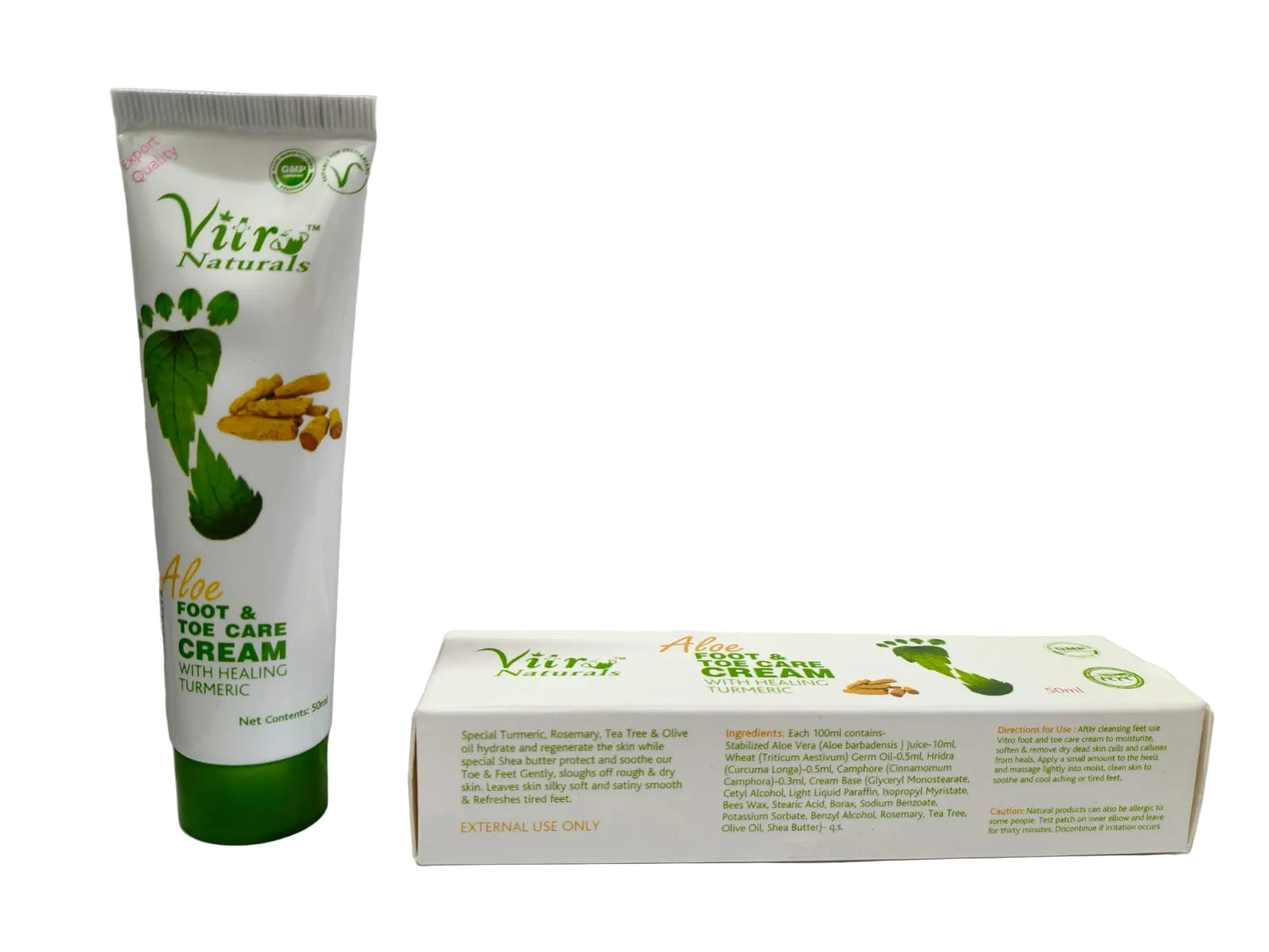 Vitro natural aloe foot & toe care cream - 50ml - ECOBASKETINDIA
