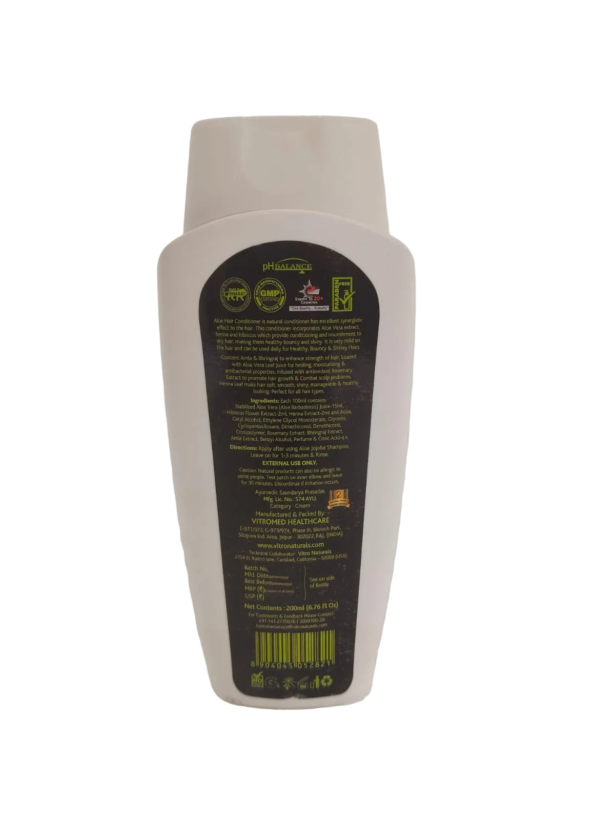 Vitro natural aloe hair conditioner - 200ml - ECOBASKETINDIA