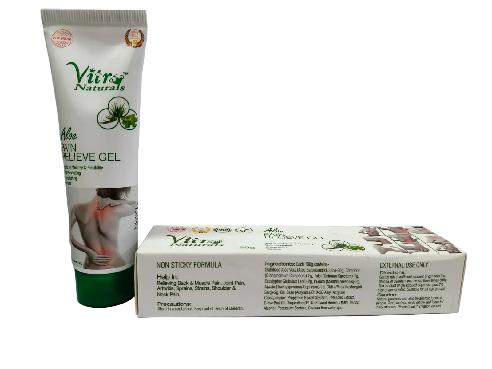 Vitro natural aloe pain relieve gel - 50gm - ECOBASKETINDIA