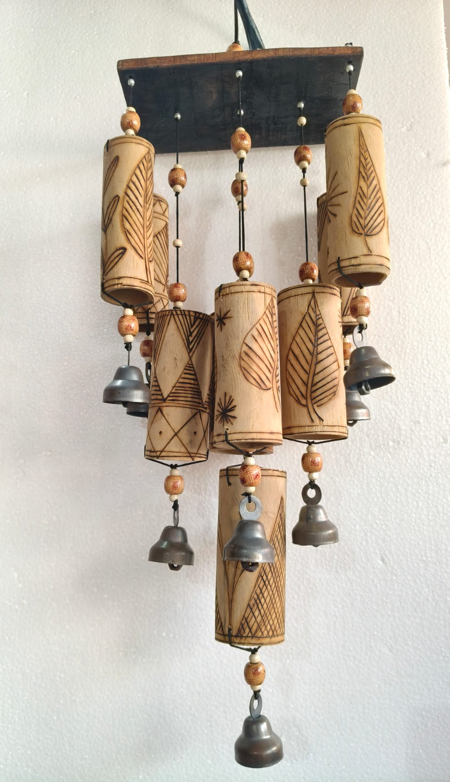 Wooden 9 big hanging bells - ECOBASKETINDIA