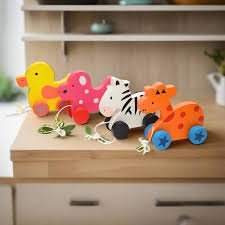 WOODEN ANIMAL PULL ALONG - ECOBASKETINDIA