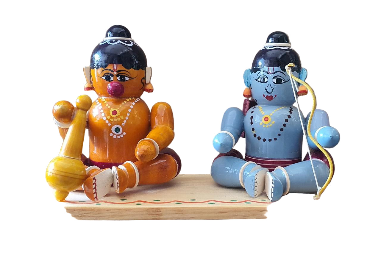 WOODEN BALAHANUMAN AND BALARAMUDU - ECOBASKETINDIA