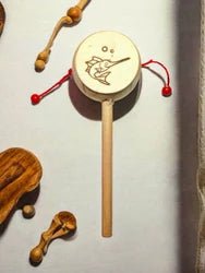 WOODEN DAMARUKAM WHITE - ECOBASKETINDIA