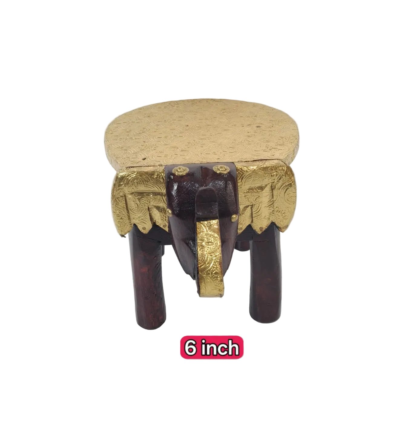 wooden elephant stool 6inch - ECOBASKETINDIA