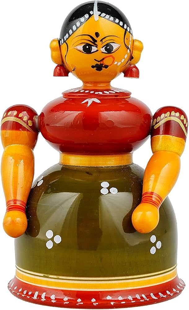 WOODEN KONDAPALLI BUTTA BOMMA KUMKUMBOX - ECOBASKETINDIA