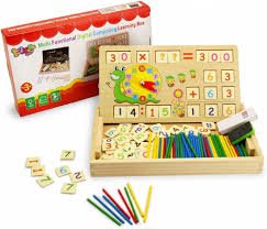 WOODEN MULTI FUNCTIONAL DIGITAL COMPUTING SET - ECOBASKETINDIA