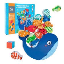 WOODEN OCEAN ANIMAL BALANCING BEAM - ECOBASKETINDIA