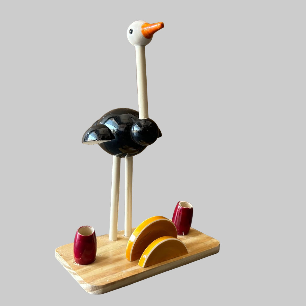 WOODEN OSTRICH PEN STAND - ECOBASKETINDIA