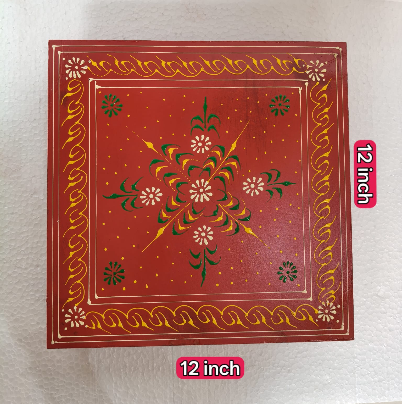 wooden pooja stool 12*12 - ECOBASKETINDIA